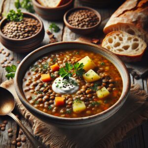 Linsensuppe.