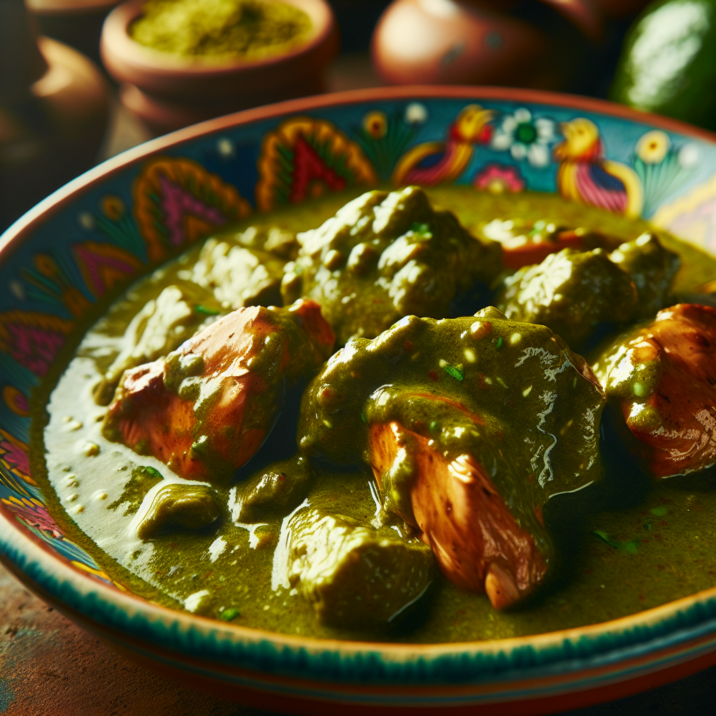 Mexiko: Pollo en Mole Verde. 300mm Foto