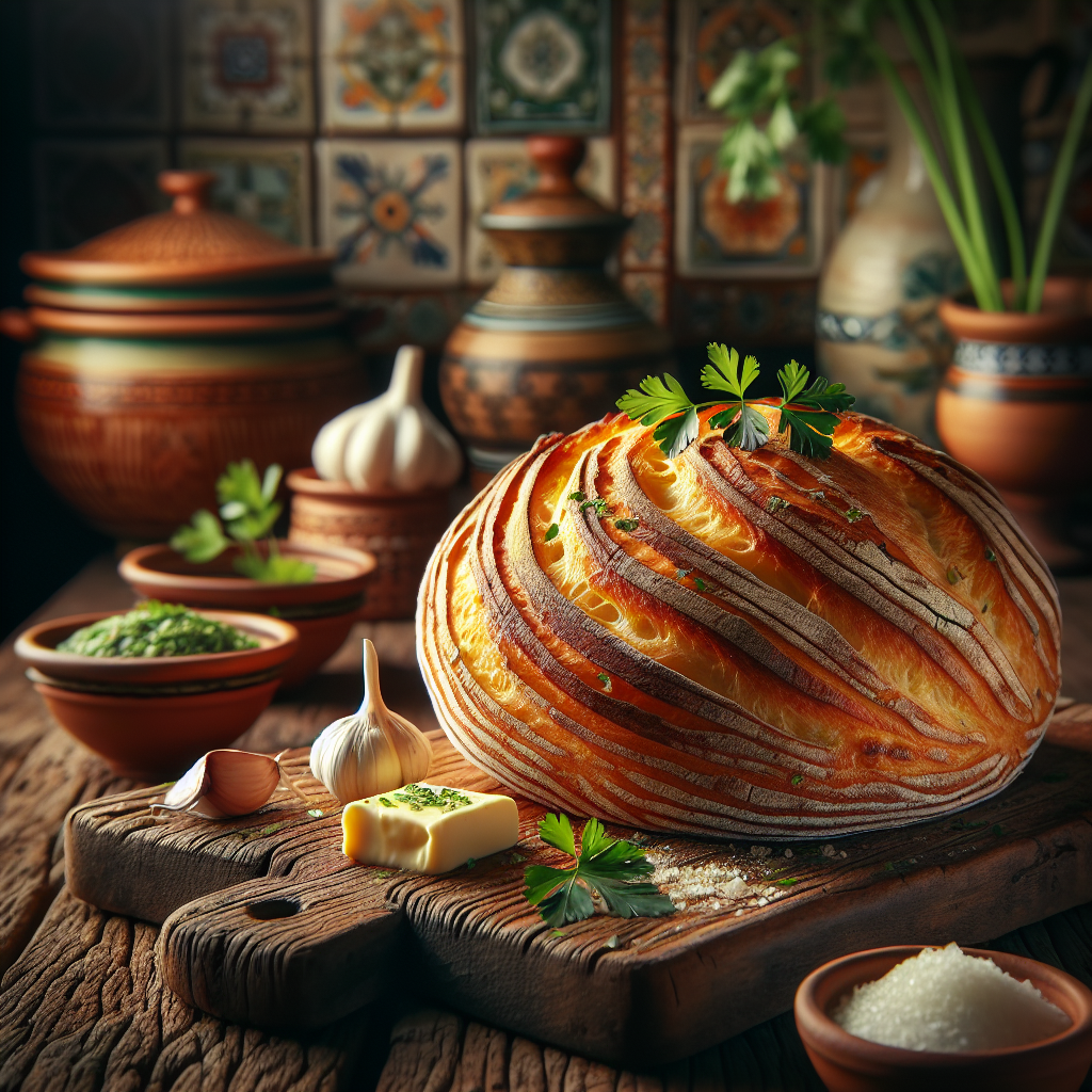 Portugal: Bolo do Caco (Rezept). 300mm Foto