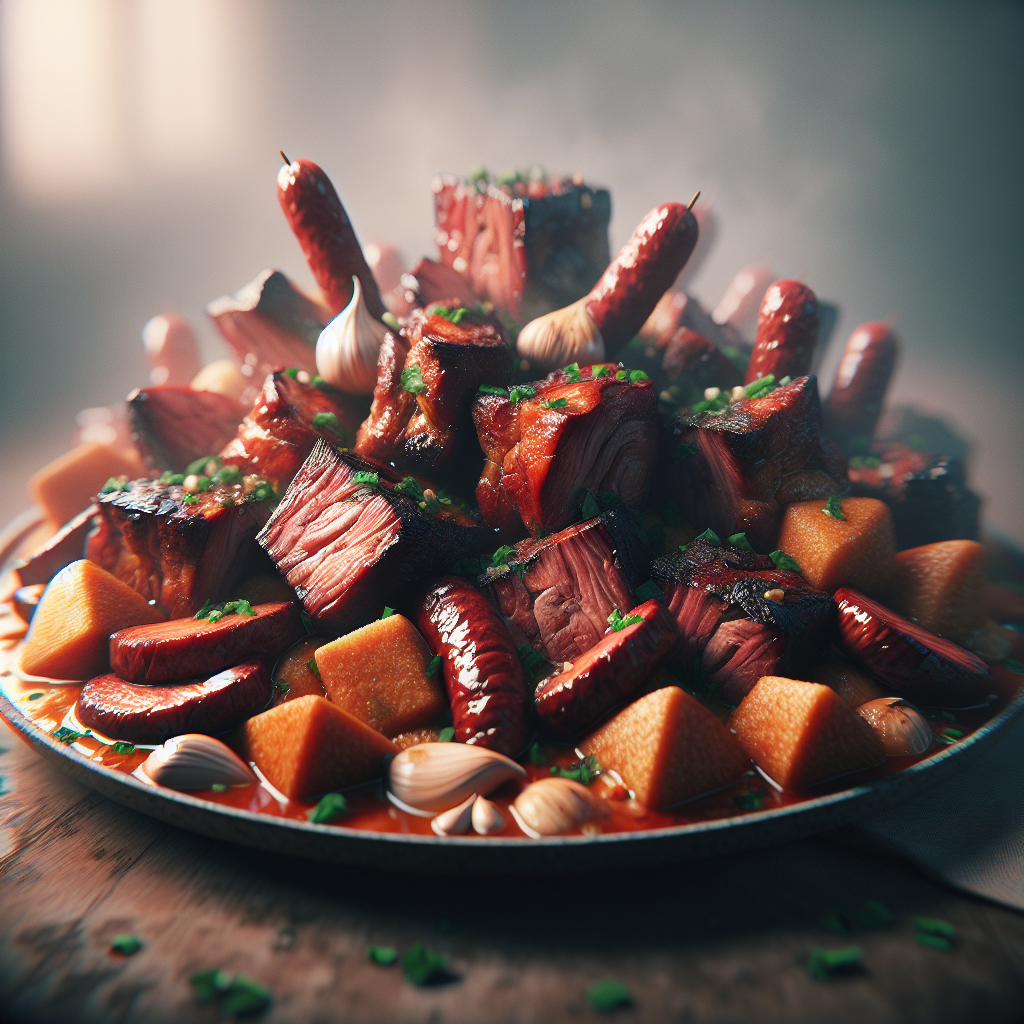 Portugal: Migas de Porco (Rezept). 300mm Foto