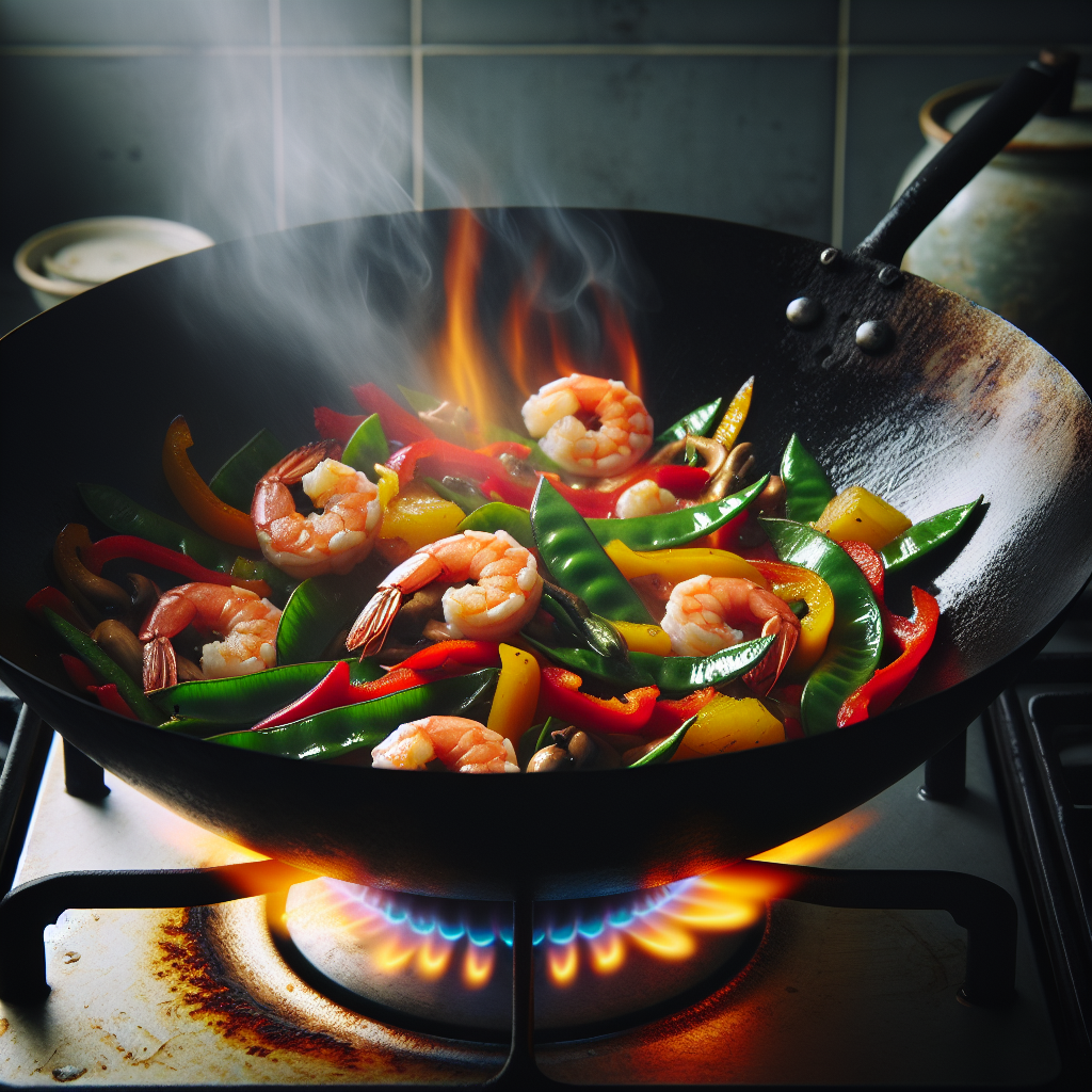 Wok-Garnelen.