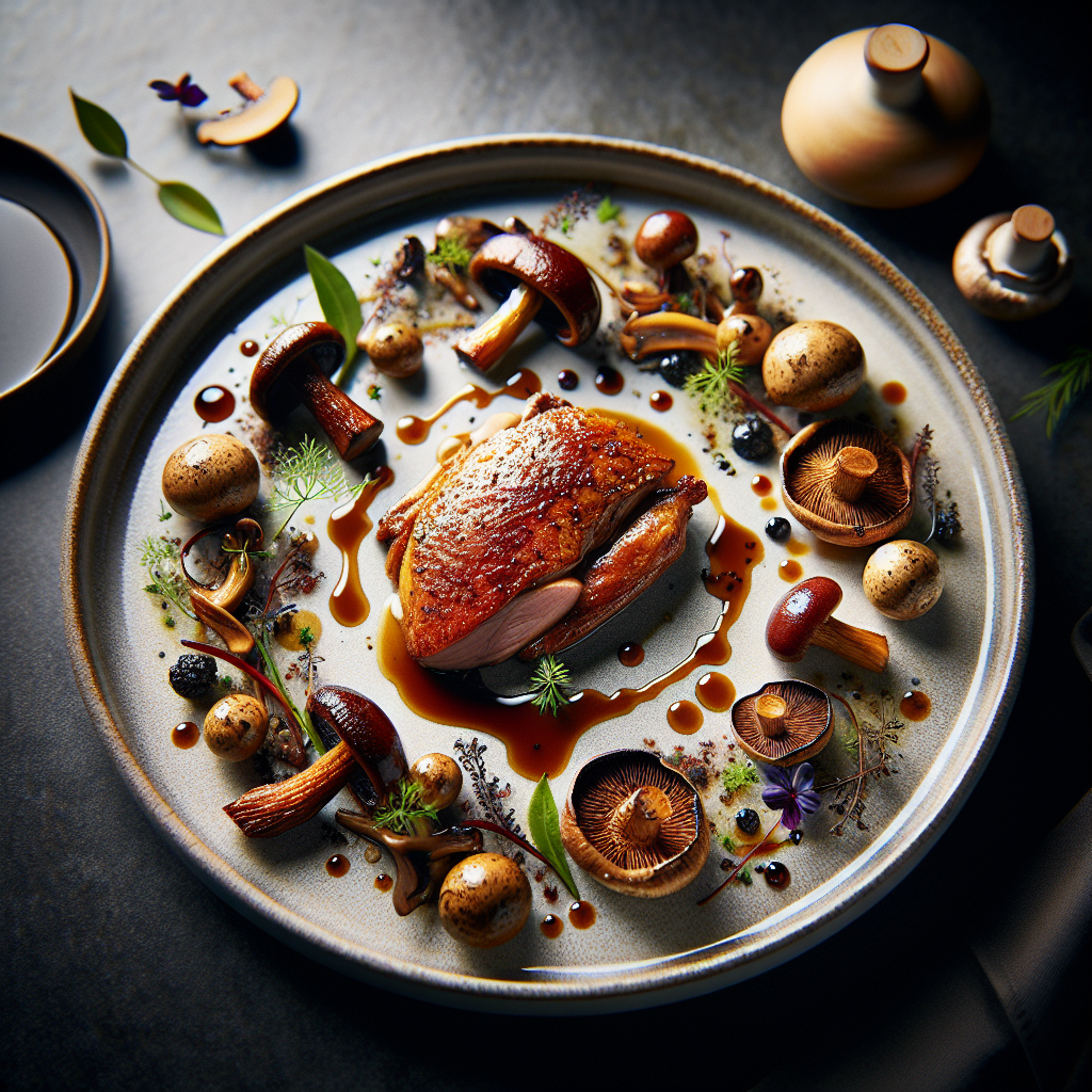 Duck Confit with Mushrooms.