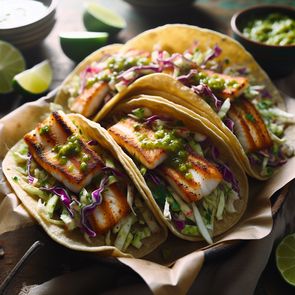 Fish Tacos with Cabbage Slaw.