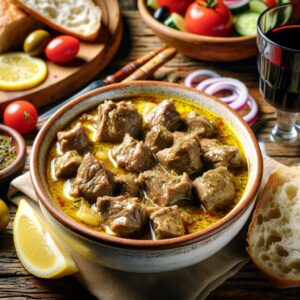 Nationalgericht Zypern: #Cypriot Lamb in Lemon Sauce# (Rezept)