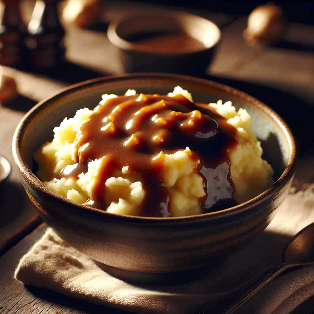Nationalgericht Dänemark: #Kartoffelmos med brun sovs# (Rezept)