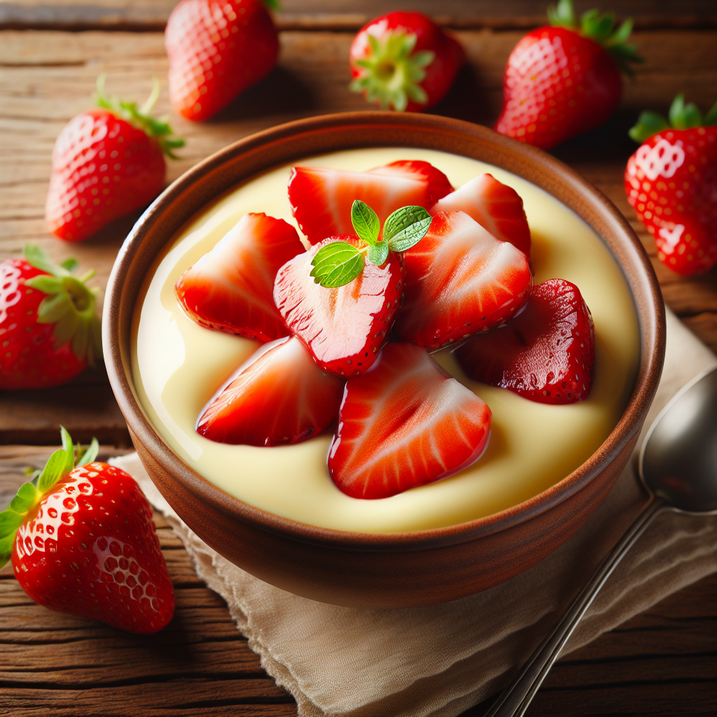 Nationalgericht Deutschland: #Vanillepudding mit Erdbeeren# (Rezept)