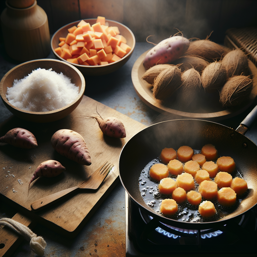 Nationalgericht Fiji: #Sweet Potato and Coconut Fritters# (Rezept)