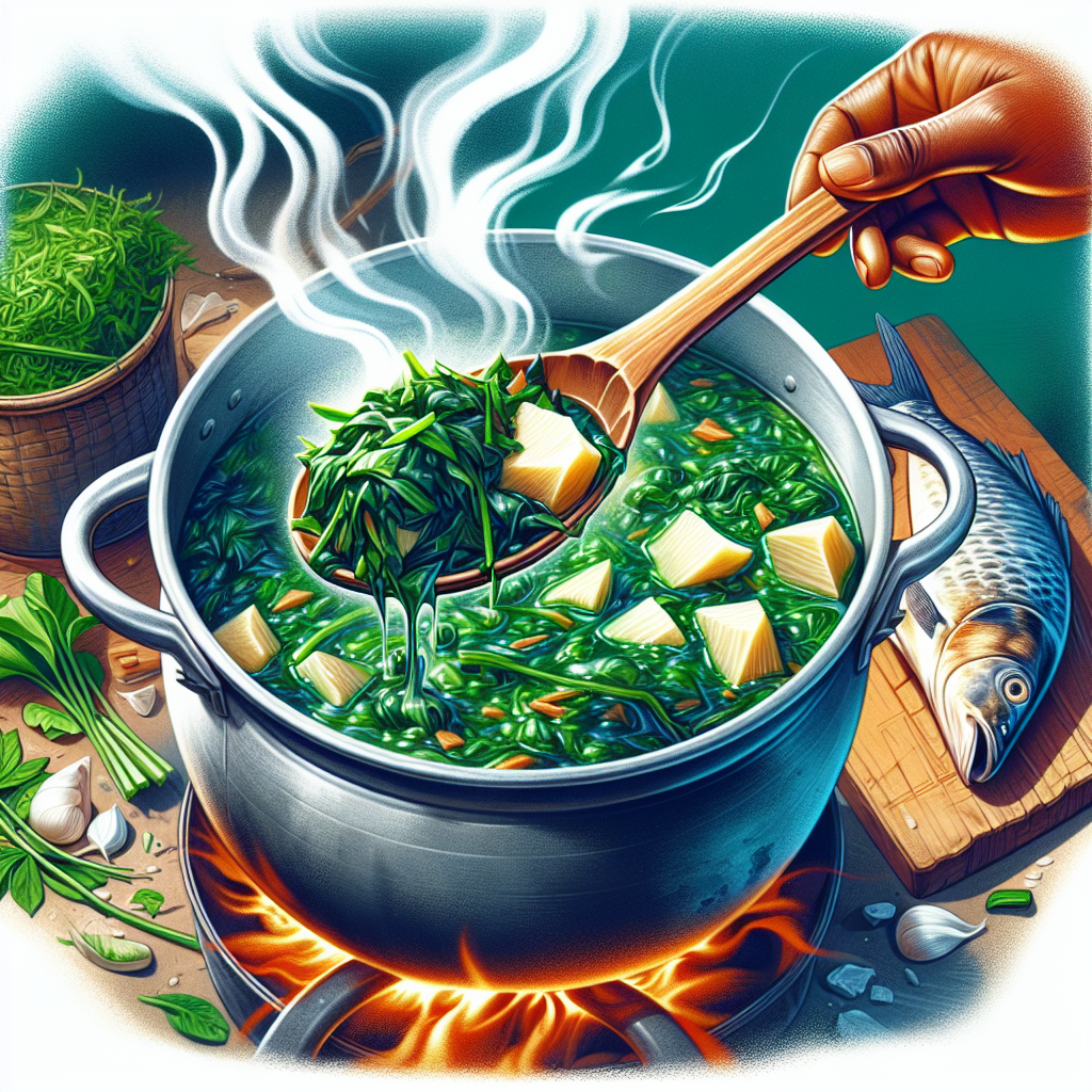 Nationalgericht Gambia: #Cassava Leaf Soup with Fish# (Rezept)