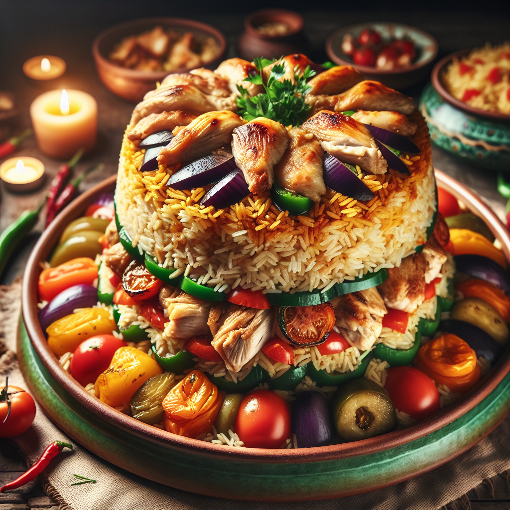 Nationalgericht Kuwait: #Maklouba with Chicken# (Rezept)
