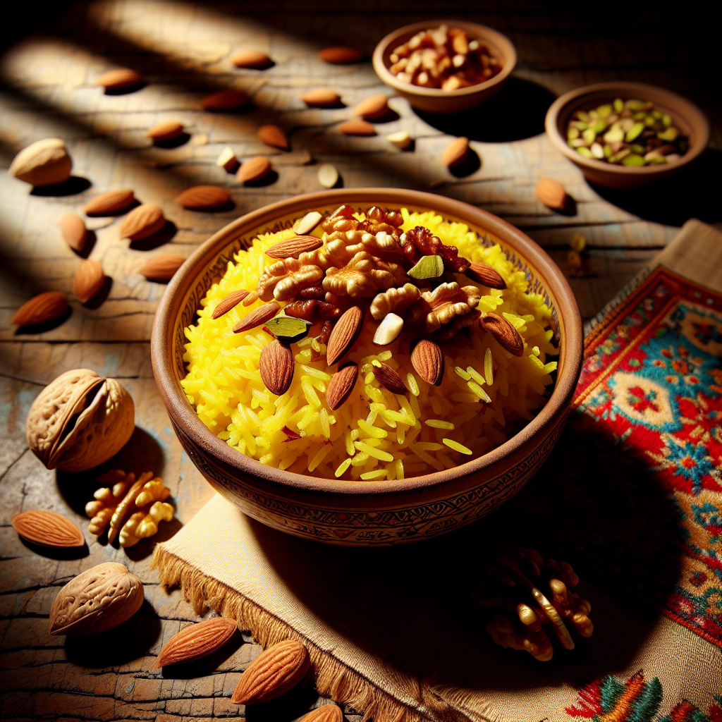 Nationalgericht Oman: #Saffron Rice with Nuts# (Rezept)