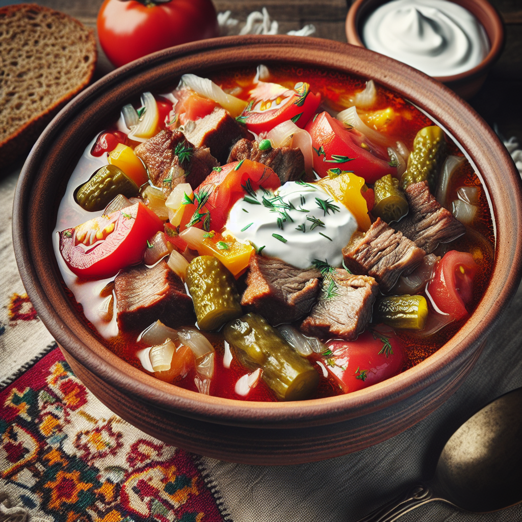 Nationalgericht Russland: #Soljanka mit Fleisch# (Rezept)