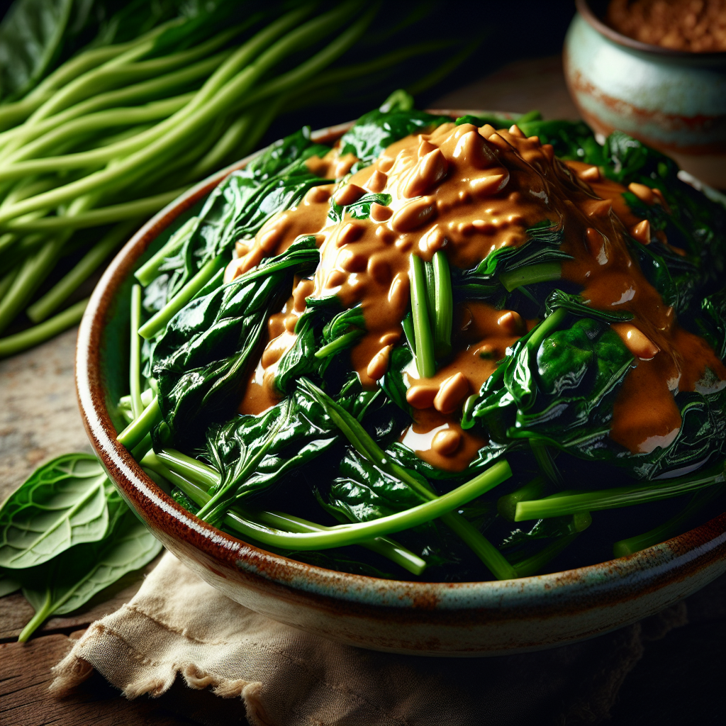 Nationalgericht Sambia: #Wild Spinach with Peanut Sauce# (Rezept)