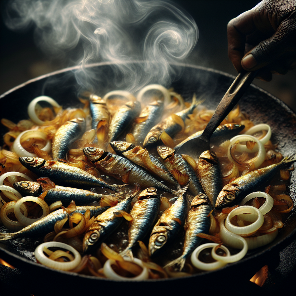 Nationalgericht Simbabwe: #Fried Kapenta with Onions# (Rezept)