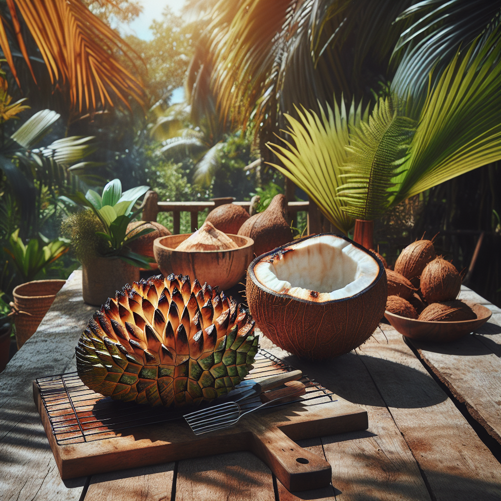 Nationalgericht Tuvalu: #Grilled Breadfruit and Coconut# (Rezept)