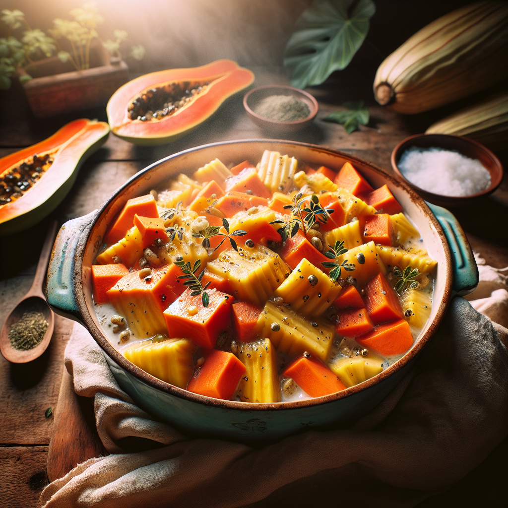 Nationalgericht Tuvalu: #Papaya and Taro Casserole# (Rezept)