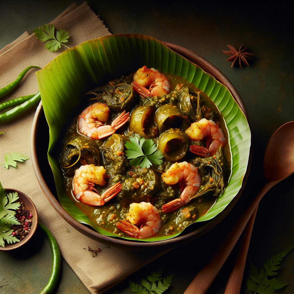 Nationalgericht Bangladesch: #Kochu Pata Chingri# (Rezept)
