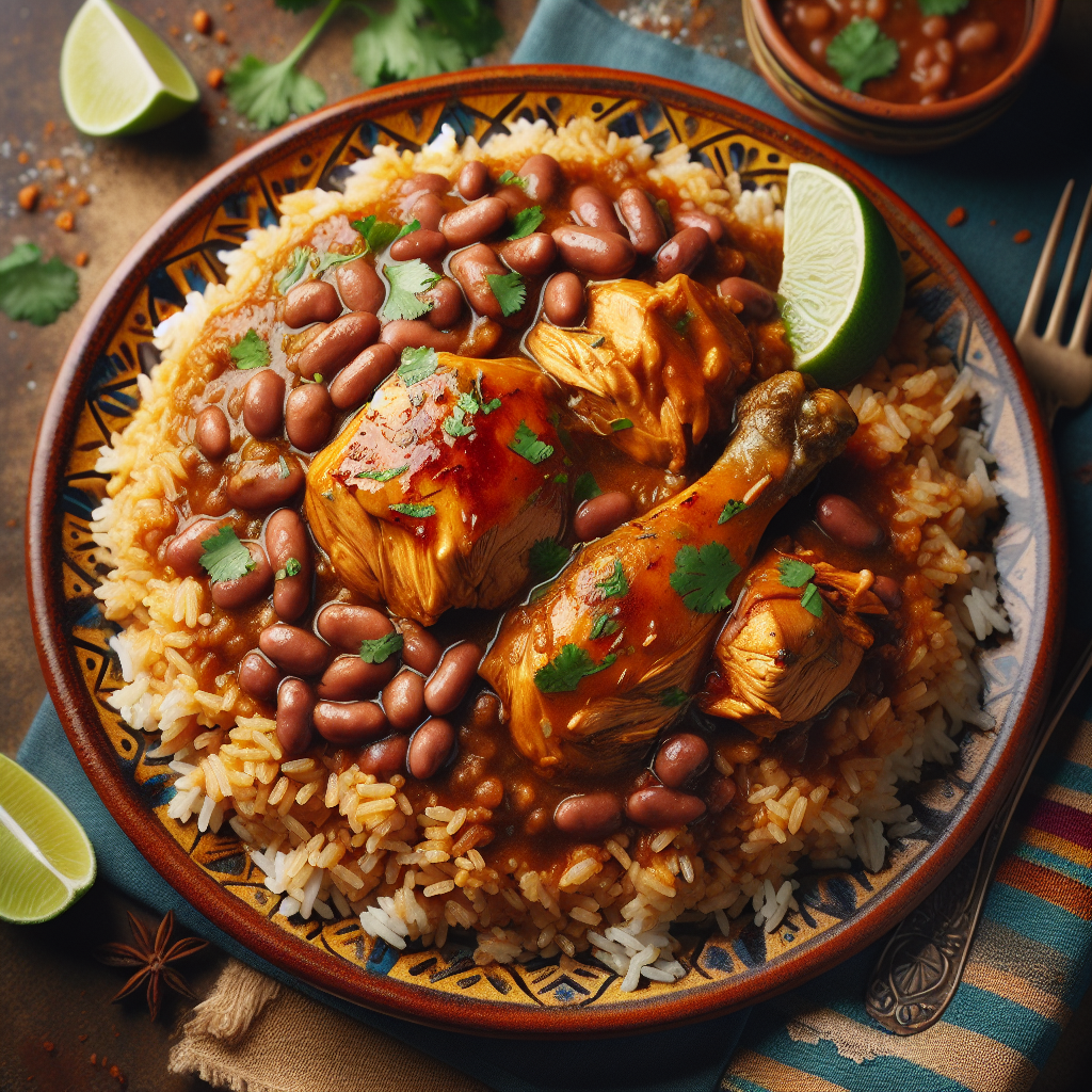 Nationalgericht Belize: Rice and Beans with Stewed Chicken (Rezept)