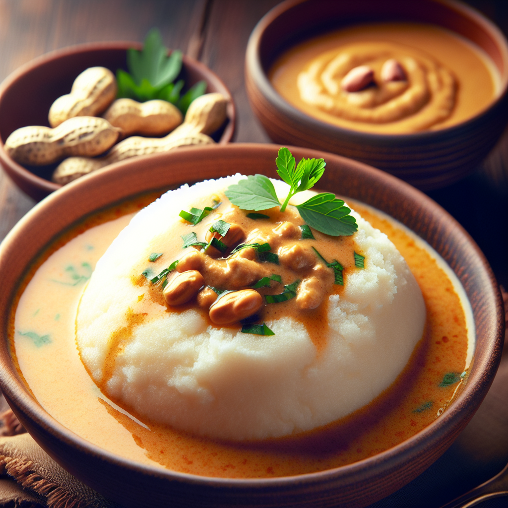 Nationalgericht Benin: Fufu mit Erdnusssuppe (Rezept)