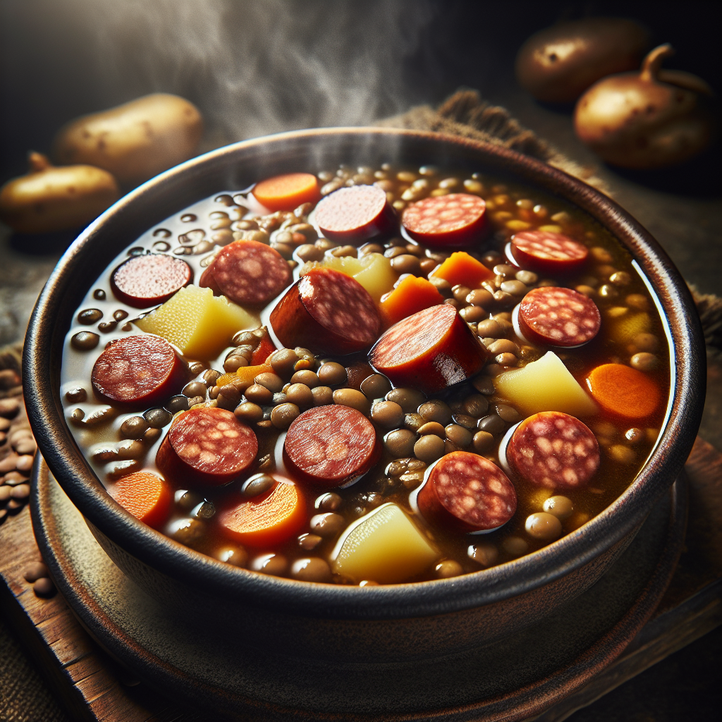 Nationalgericht Deutschland: #Linseneintopf mit Würstchen# (Rezept)