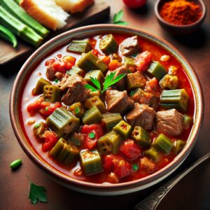 Nationalgericht Ägypten: #Bamia Bel Lahm# (Rezept)