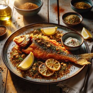Nationalgericht Ägypten: #Fried Fish with Dukka# (Rezept)