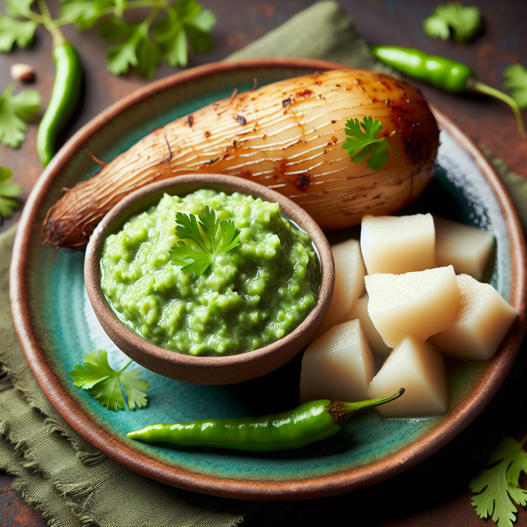 Nationalgericht Fiji: #Boiled Dalo with Coconut Chutney# (Rezept)