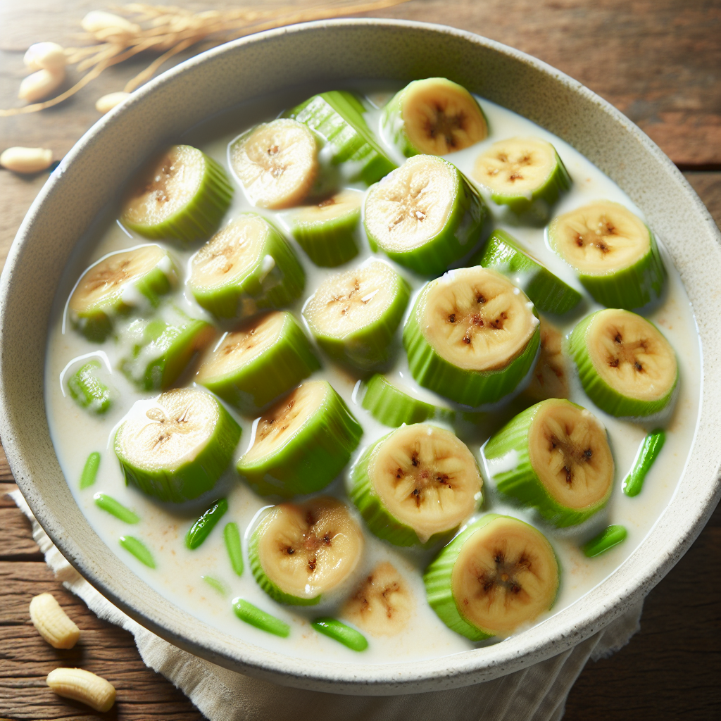 Nationalgericht Fiji: #Boiled Green Banana with Coconut Milk# (Rezept)
