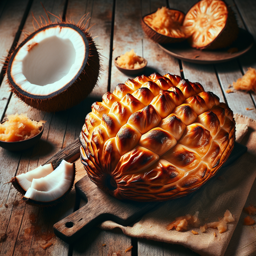 Nationalgericht Fiji: #Roasted Breadfruit with Coconut# (Rezept)
