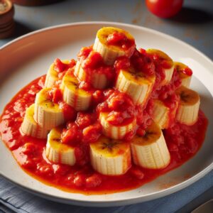 Nationalgericht Gabun: #Bananes à la Sauce Tomate# (Rezept)