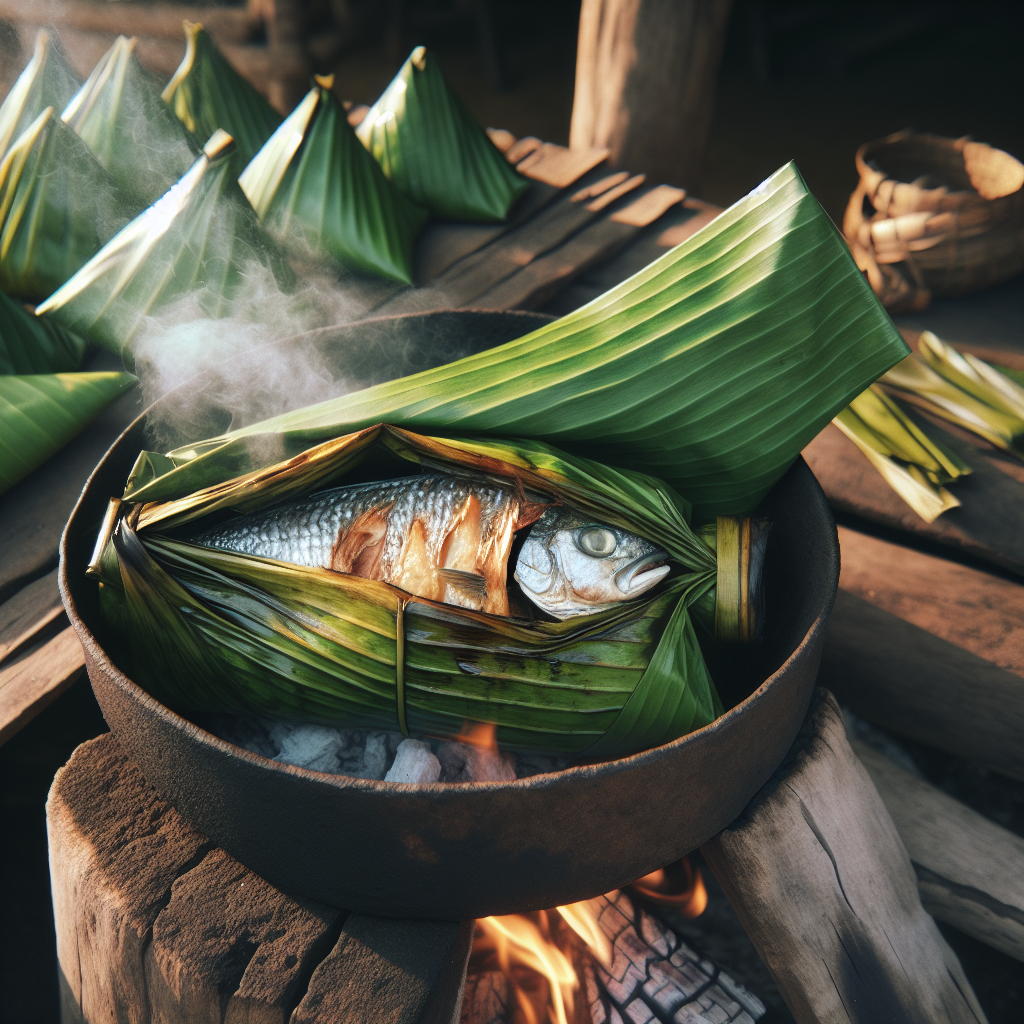 Nationalgericht Gabun: Poisson en Feuilles de Banane (Rezept)