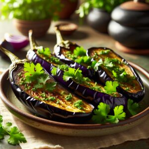 Nationalgericht Georgien: #Gebackene Auberginen mit Koriander# (Rezept)