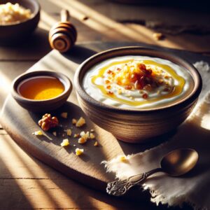 Nationalgericht Georgien: #Matsoni mit Honig und Nüssen# (Rezept)