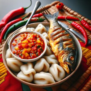 Nationalgericht Ghana: #Ga Kenkey with Pepper Sauce and Fish# (Rezept)