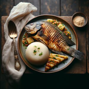 Nationalgericht Ghana: #Roasted Tilapia with Banku# (Rezept)
