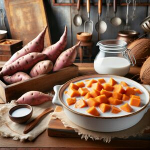 Nationalgericht Komoren: #Batata Douce au Lait de Coco# (Rezept)