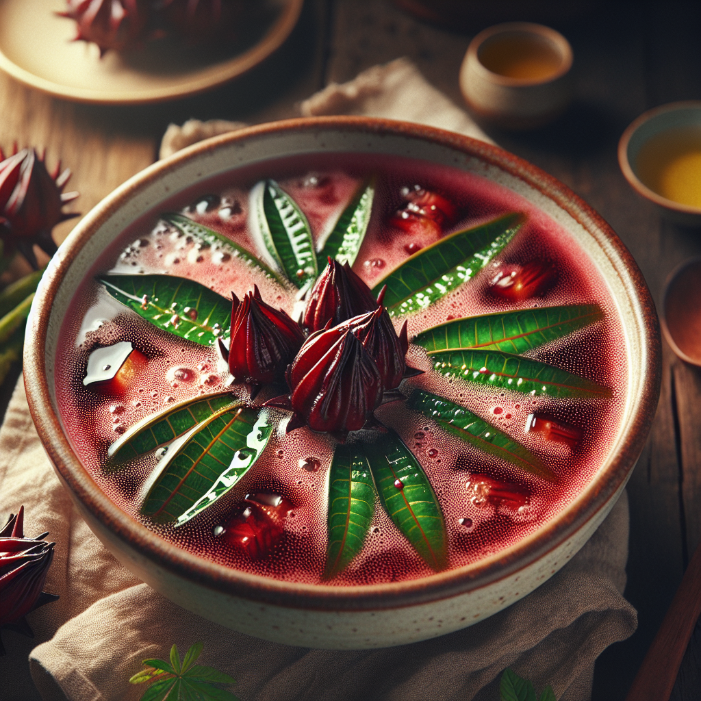 Nationalgericht Myanmar: Sour Soup with Roselle Leaves (Rezept)