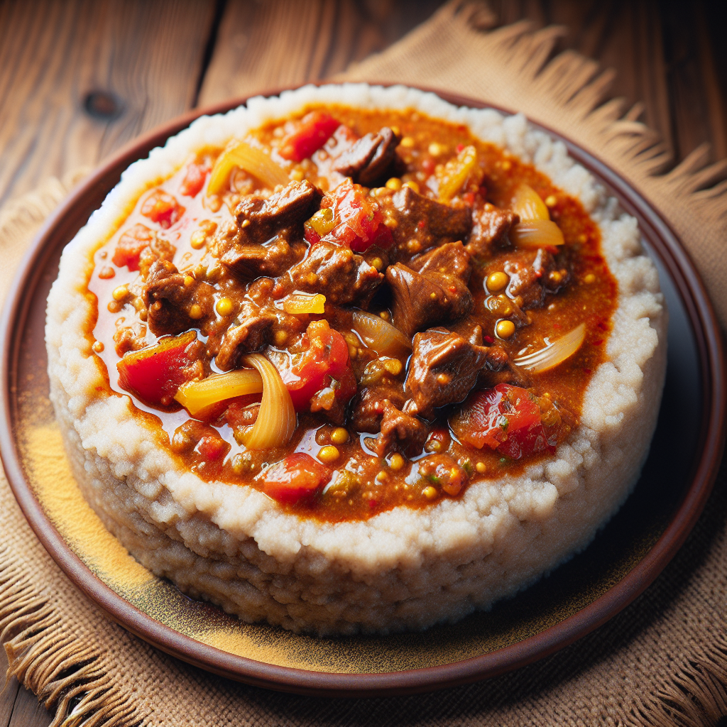 Nationalgericht Namibia: Oshifima mit Fleischsoße (Rezept)