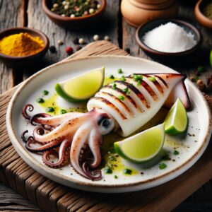 Nationalgericht Nauru: #Gegrillter Tintenfisch mit Limette# (Rezept)