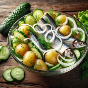 Nationalgericht Russland: #Gurken Selyodka Salat# (Rezept)