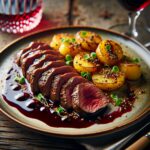Nationalgericht Südafrika: #Ostrich Fillet with Red Wine Sauce# (Rezept)