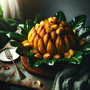 Nationalgericht Seychellen: #Roasted Breadfruit with Garlic# (Rezept)