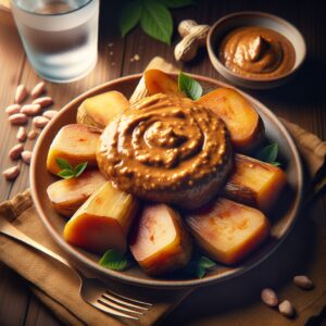 Nationalgericht Simbabwe: #Boiled Cassava with Peanut Sauce# (Rezept)
