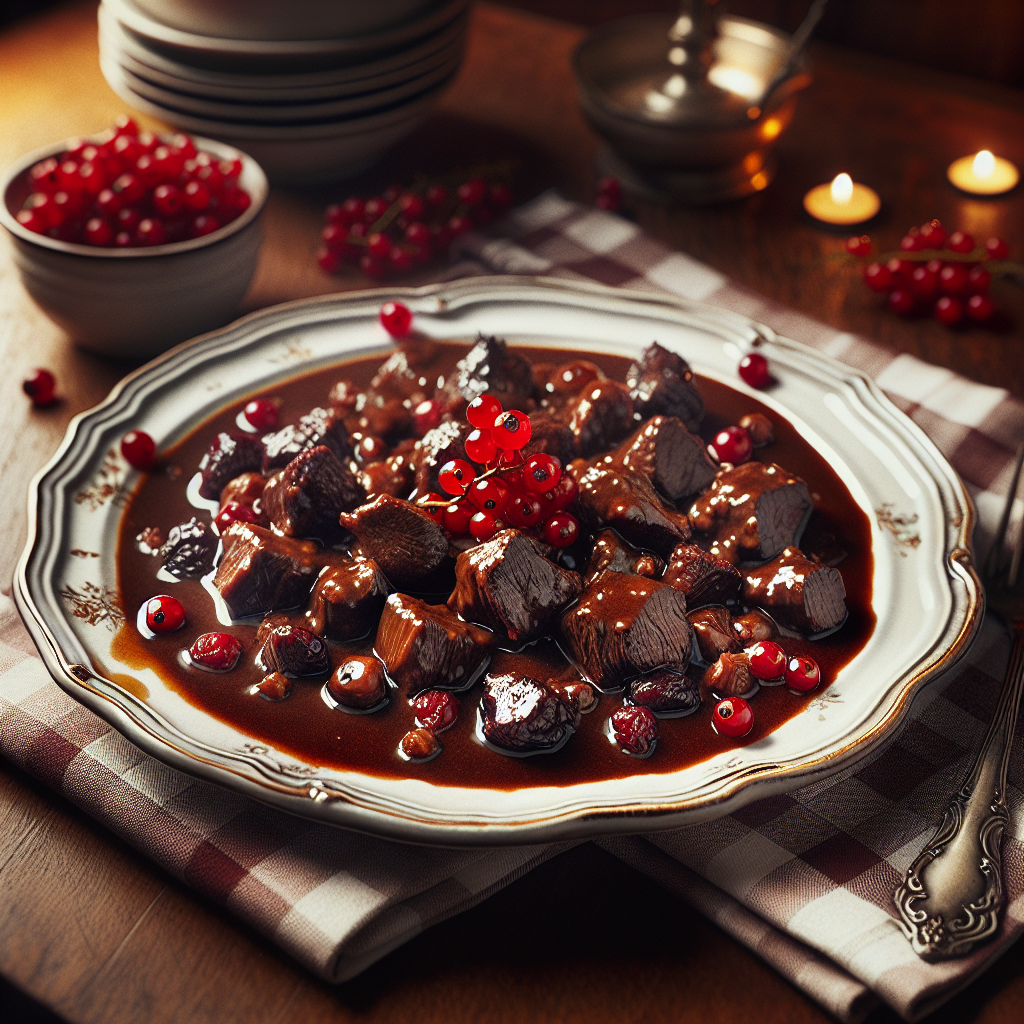 Nationalgericht Österreich: Hirschragout mit Preiselbeeren (Rezept)