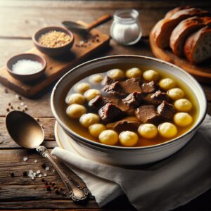 Nationalgericht Österreich: #Rindsuppe mit Grießnockerl# (Rezept)