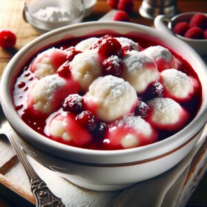 Nationalgericht Österreich: #Schneenockerl mit Himbeersauce# (Rezept)