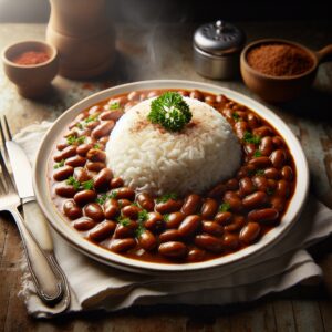 Nationalgericht Suriname: #Bruine Bonen met Rijst# (Rezept)