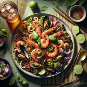Nationalgericht Thailand: #Pad Kee Mao Talay# (Rezept)