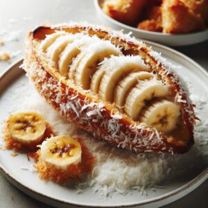 Nationalgericht Tuvalu: #Gebackene Banane mit Kokos# (Rezept)