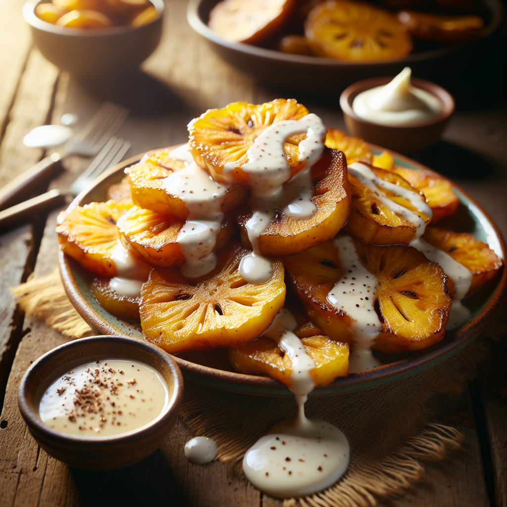 Nationalgericht Tuvalu: Gebratene Brotfrucht mit Vanillesoße (Rezept)