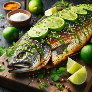 Nationalgericht Tuvalu: #Räucherfisch mit Limetten-Kokos-Glasur# (Rezept)